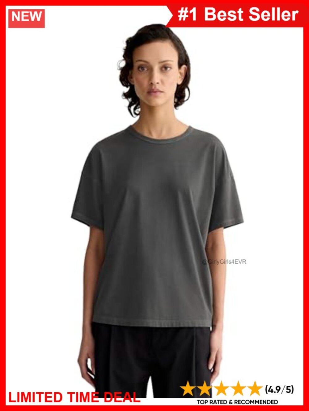 Oversized Boyfriend Tee Essential Cotton Crew Neck Short Sleeve Casual Top